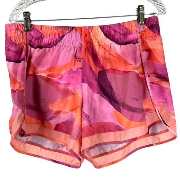 Athleta Printed Mesh Racer Run 4" Shorts Multi Color Women's Size Large NWOT - Picture 3 of 10